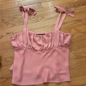 Zara Pink Ruched Tie Front Camisole